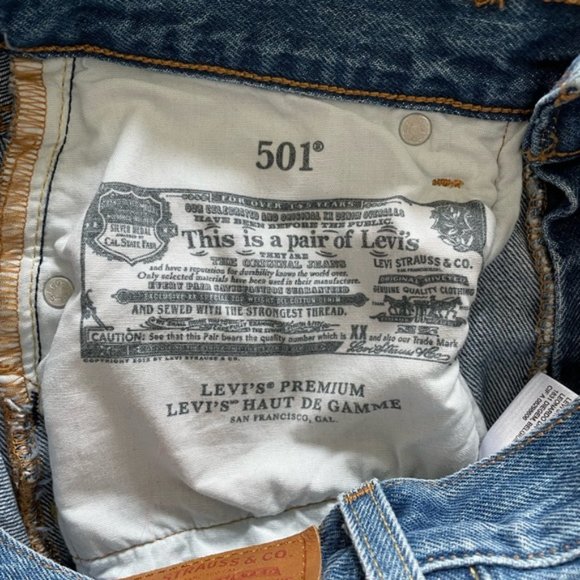 Levi's 501 Jeans Athens Dark Rigid 100% Cotton Ankle Length Denim Size W25 L30 - Picture 10 of 11